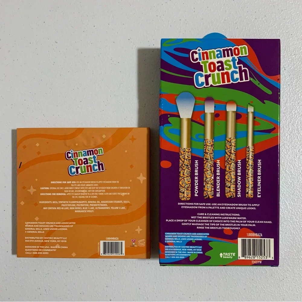 Taste Beauty x Cinnamon Toast Crunch Eyeshadow Palette & Cosmetic Brush Set-New